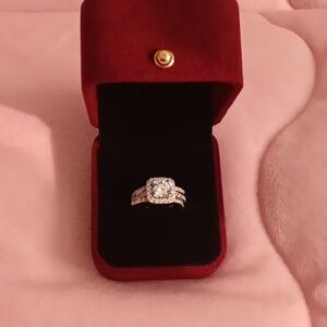 18k White Goldplated Square Bridal Set